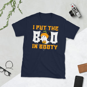 I Put The Boo In Booty Halloween Ghost Spider Short-Sleeve Unisex T-Shirt