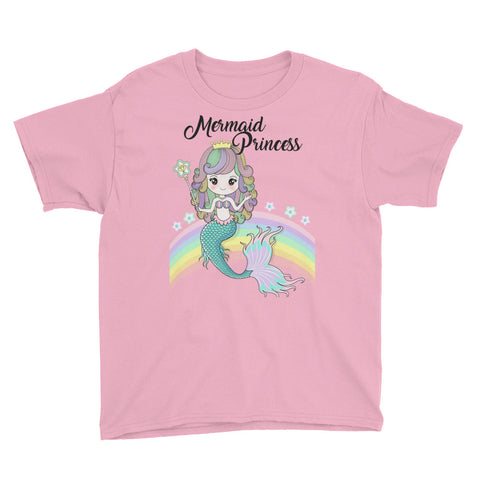 Image of Mermaid Princess Daughter Birthday Party Outfit Youth Short Sleeve T-Shirt, Cute Birthday Shirt For Daughter Princess