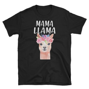 Cute Mama LLama Watercolor Flower Short-Sleeve Unisex T-Shirt, Mother Llama Gift For Mom