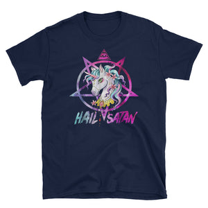 Unicorn Hail Satan Death Metal Rainbow Short-Sleeve Unisex T-Shirt