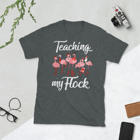 Image of Teaching My Flock Flamigo Christmas Short-Sleeve Unisex T-Shirt