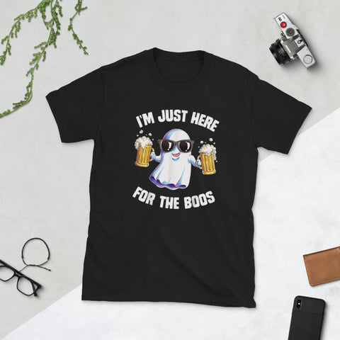 Image of I'm Just Here For The Boos Halloween Ghost Short-Sleeve Unisex T-Shirt