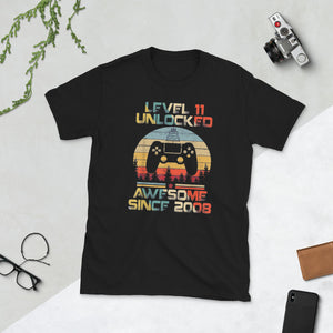 Level 11 Unlocked Awesome since 2008 11th Birthday Short-Sleeve Unisex T-Shirt