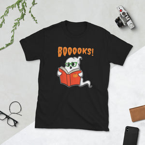 Funny Teacher Halloween Ghost Books Reading Class Short-Sleeve Unisex T-Shirt