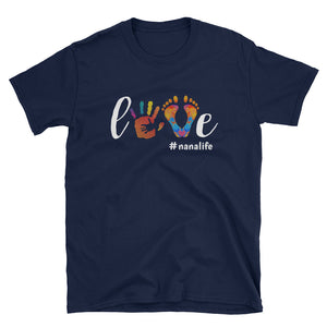 Personalized Love Nana Life Watercolor Short-Sleeve Unisex T-Shirt, Funny Grandma Shirt, Bless Being Nana