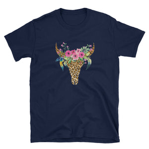 Mother's Day Cow Leopard Bull Skull Short-Sleeve Unisex T-Shirt