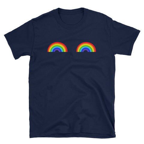 Image of Funny Gay Les Pride Rainbow Boobs LGBT Pride Short-Sleeve Unisex T-Shirt, LGBT Day Shirt, LGBT Pride Month