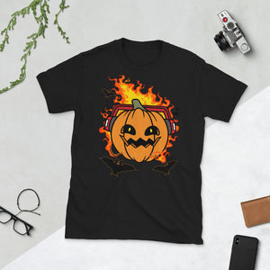 Halloween Pumpkin With Headphone Bat Lover Short-Sleeve Unisex T-Shirt