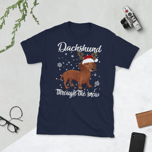 Dachshund Through The Snow Christmas Dog Lover Short-Sleeve Unisex T-Shirt