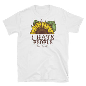 I Hate People Sunflower Short-Sleeve Unisex T-Shirt, Sunflowers Watercolor Shirt