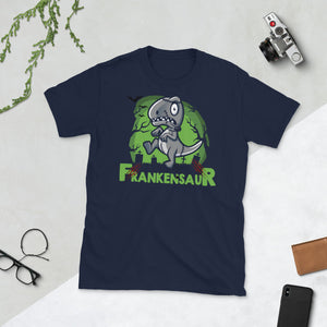 Frankensaur Dinosaur T-rex Zombie Halloween Short-Sleeve Unisex T-Shirt