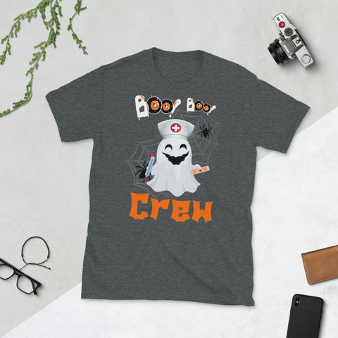 Image of Boo Boo Crew Ghost Nurse Halloween Spider Short-Sleeve Unisex T-Shirt