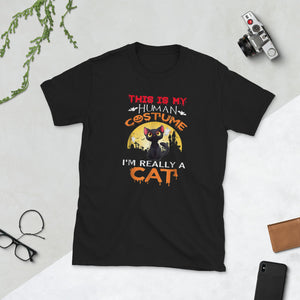 Human Costume I'm Really a Cat Halloween Short-Sleeve Unisex T-Shirt