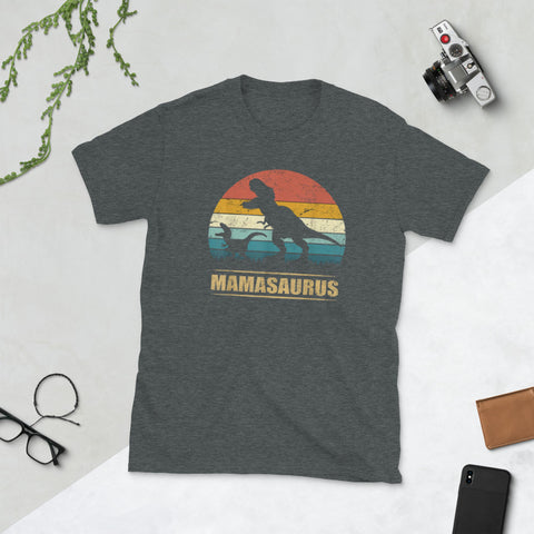 Image of Retro Mamasaurus T-rex Dinosaur Funny Mama Saurus Family Matching Short-Sleeve Unisex T-Shirt