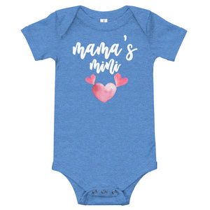 Personalized Mama's Mini Pink Heart Baby Jersey Short Sleeve One Piece, Matching Mother's Day Gift For Kids, Toddler For New Born Kids
