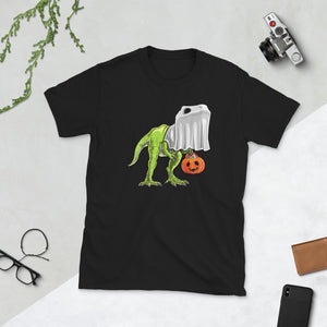 Halloween T-Rex Dinosaur Ghost Trick or Treat Short-Sleeve Unisex T-Shirt