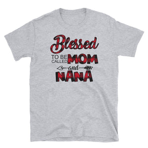 Personalized Blessed To Be Called Mom and Nana Red Plaid Short-Sleeve Unisex T-Shirt
