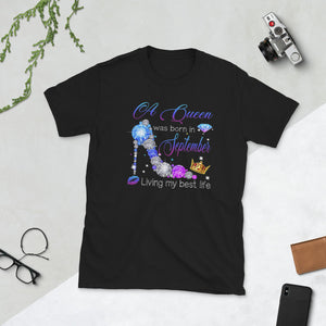 A Queen Was Born in September Living My Best Life Birthday Short-Sleeve Unisex T-Shirt