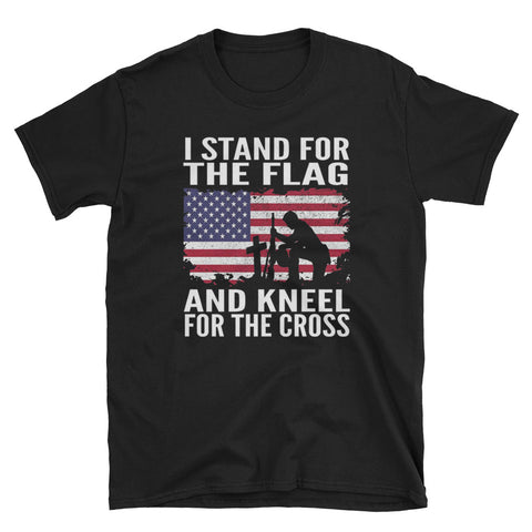 Image of I Stand For The Flag and Kneel For The Cross Short-Sleeve Unisex T-Shirt, Remember Day T-shirt