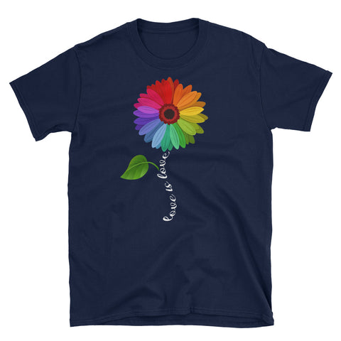 Image of Love Is Love Daisy Flowers LGBT Pride Short-Sleeve Unisex T-Shirt, LGBTQ Day Shirt, Gay Pride Shirt, Lesbian Pride Shirt