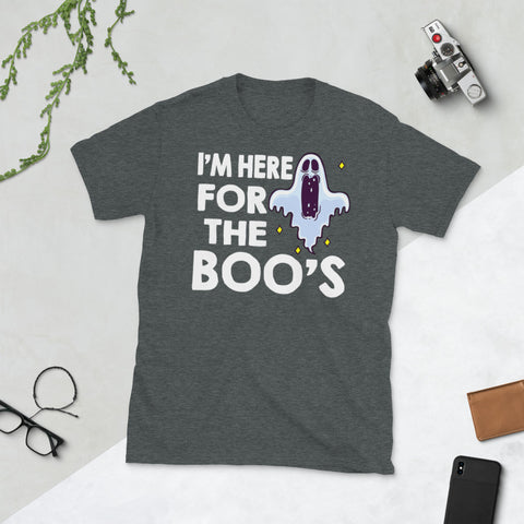 Image of I'm Here For The Boos Halloween Ghost Short-Sleeve Unisex T-Shirt