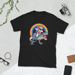 Dabbing Unicorn Dinosaur T-rex Short-Sleeve Unisex T-Shirt