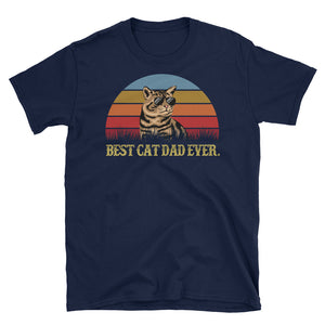 Vintage Best Cat Dad Ever Short-Sleeve Unisex T-Shirt, Father's Day Shirt For Cat Dad