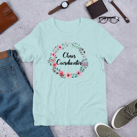 Image of Chaos Coordinator Floral Unisex T-shirt, Cute Floral Shirt For Mother's Day, Mother's Day Gift For Mom