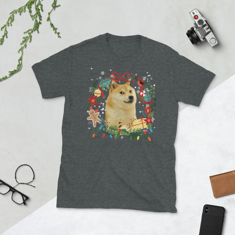 Image of Lover Dogs Shiba Inu Christmas Short-Sleeve Unisex T-Shirt