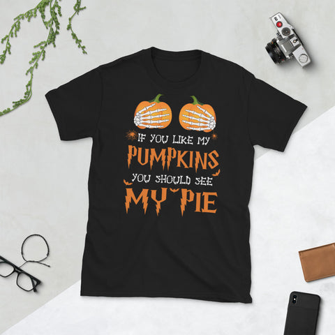 Image of Funny Pumpkins  Boobs Halloween Short-Sleeve Unisex T-Shirt