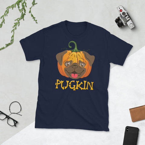 Image of Pugkin Pug Pumpkin And Pug Funny Costume Halloween Short-Sleeve Unisex T-Shirt