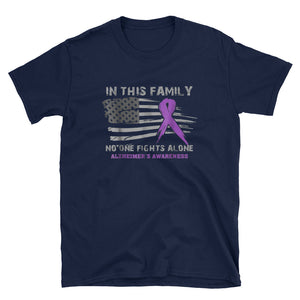 In this family no ones fights ALZHEIMER'S alone Short-Sleeve Unisex T-Shirt