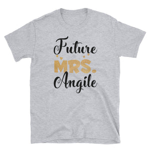 Personalized Future Mrs Lastname Boyfriend Short-Sleeve Unisex T-Shirt, Wife Shirt, Wedding Shirt For Wife