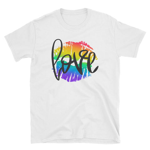 Image of Rainbow Lip Love LGBT Pride Short-Sleeve Unisex T-Shirt, LBGT Day Shirt, Gay Shirt, Lesbian Shirt