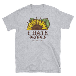 I Hate People Sunflower Short-Sleeve Unisex T-Shirt, Sunflowers Watercolor Shirt