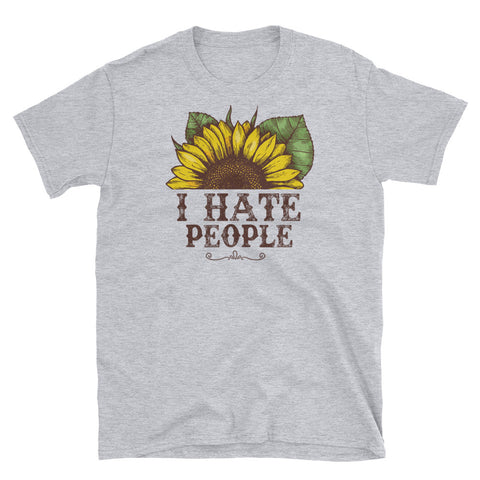 Image of I Hate People Sunflower Short-Sleeve Unisex T-Shirt, Sunflowers Watercolor Shirt