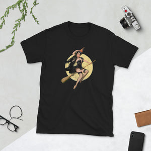 Awesome Vintage Pin Up Witch Halloween Short-Sleeve Unisex T-Shirt