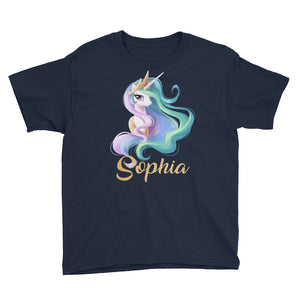 Personalized Name Unicorn Birthday T-shirt For Kids Youth Short Sleeve T-Shirt, Unicorn Queen Birthday Gift For Daughter, Granddaughter