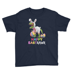 Funny Easter Day Happy EastRawr T Rex Dinosaur Easter Bunny Egg Shirt Kids Youth Short Sleeve T-Shirt