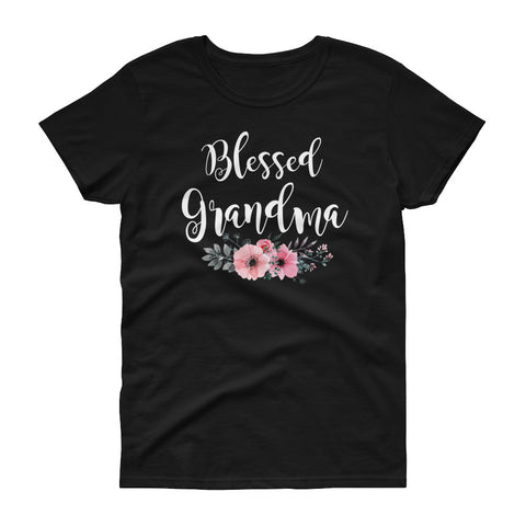 Image of Personalized Blessed Grandma Shirt, Funny Grandmother Gift Women's short sleeve t-shirt