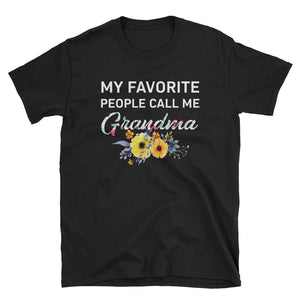 My Favorite People Call Me Grandma Flower Short-Sleeve Unisex T-Shirt, Flower T-shirt For Women