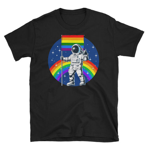 Image of Gay Dad Rainbow Astronault LGBT Pride Short-Sleeve Unisex T-Shirt, LGBTQ Pride Shirt, Gay Pride, Lesbian Pride