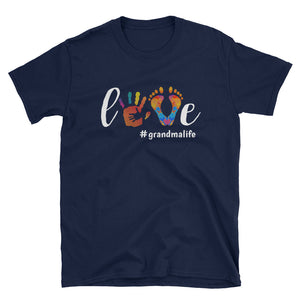 Personalized Watercolor Love Grandma Life Short-Sleeve Unisex T-Shirt, Funny T-shirt For Grandma, Nana, Mama, Aunt...