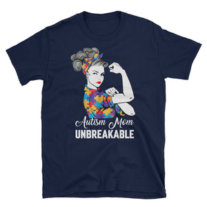 Autism Mom Unbreakable Short-Sleeve Unisex T-Shirt, Autism Awareness Gift For Mom, World Autism Awareness Day April 2, 2019