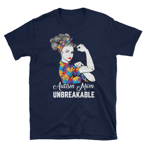 Image of Autism Mom Unbreakable Short-Sleeve Unisex T-Shirt, Autism Awareness Gift For Mom, World Autism Awareness Day April 2, 2019