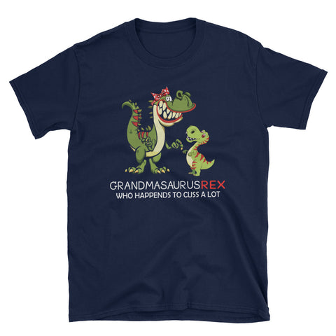 Image of Personalized Grandma Saurus Rex Who Happend To Cuss A Lot Short-Sleeve Unisex T-Shirt, Funny T-shirt For Grandma