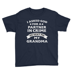 Personalized I Asked God For A Partner In Crime He Sent Me My Grandma Youth Short Sleeve T-Shirt, T-shirt For Youth