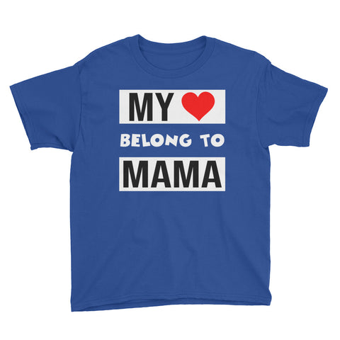 Image of Personalized My Heart Belong To Mama Youth Lightweight Fashion T-Shirt, Cute Mother's Day Gift For Kids