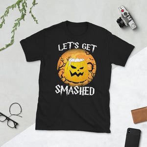 Lets Get Smashed Pumpkin Beer Moon Spider Halloween Short-Sleeve Unisex T-Shirt