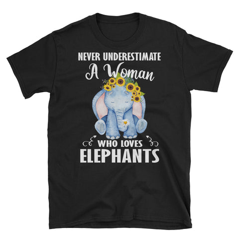 Image of Funny Never Underestimate A Woman Who Loves Elephants Short-Sleeve Unisex T-Shirt, Elephants Lover Shirt